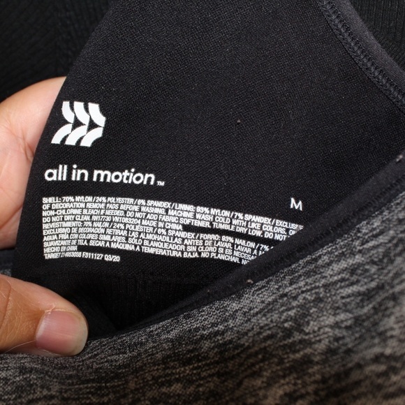 All In Motion Dark Grey and Black Racerback Sports Bra - Size Medium - Picture 6 of 6
